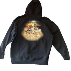 Vintage Harley Davidson Hawaii Waikiki Pullover Hoodie Black Size XL